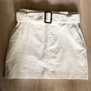 Zara White Corduroy Skirt - Cream Colored Skirt
